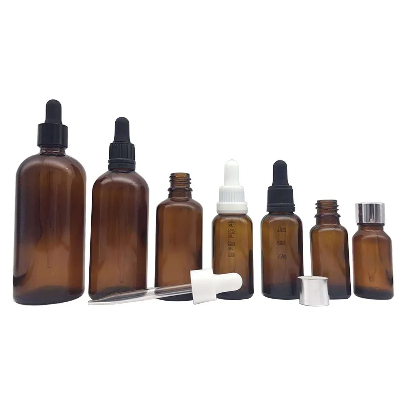 LANJING Wholesale 1OZ 2OZ 4OZ 8OZ 16OZ 32OZ cosmetic clear amber boston round glass bottle for liquid medicine