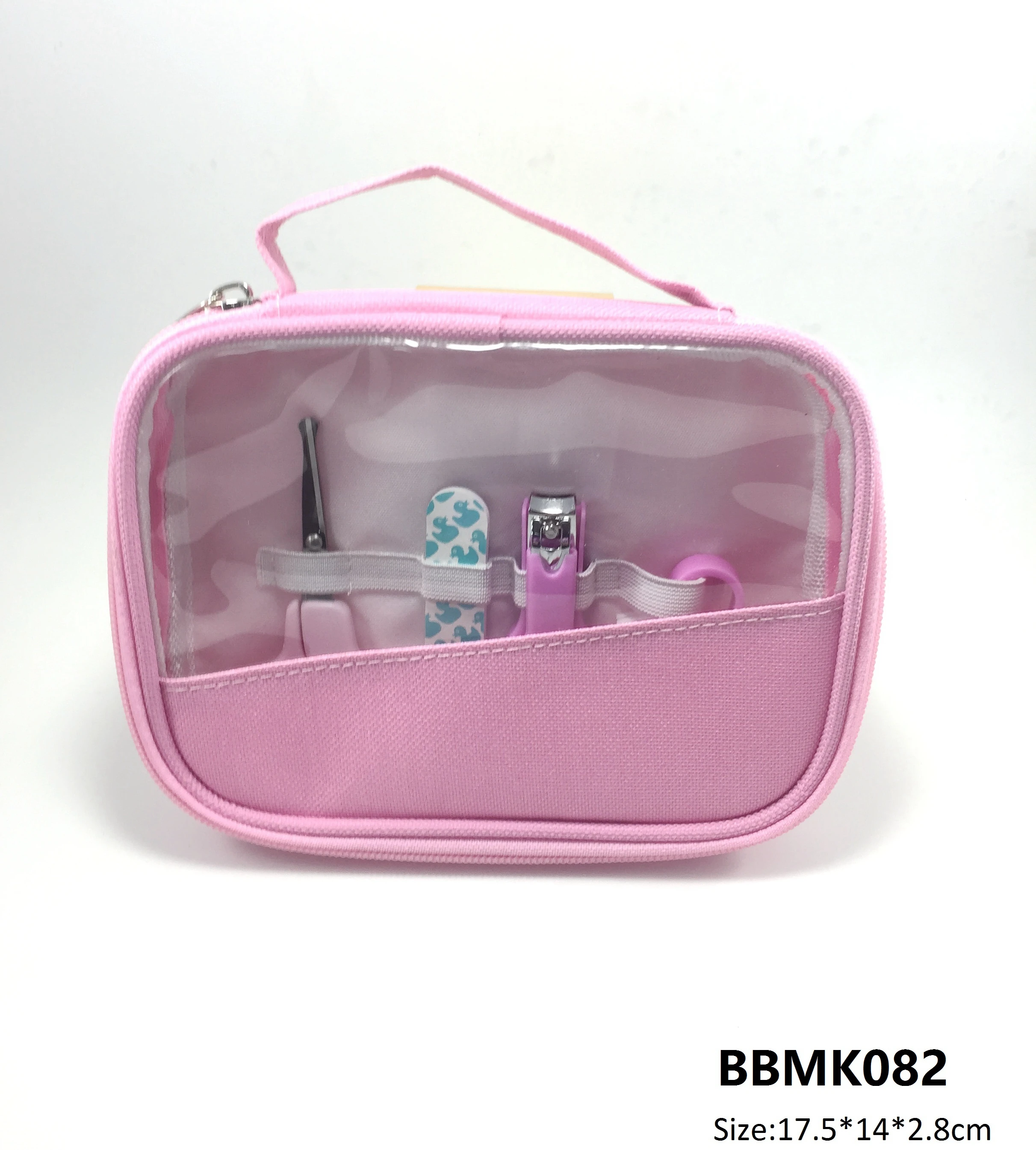 Best price fancy baby girl kid pink blue color 4pcs DIY beauty manicure art kit travel nail care tools gift set in mini case