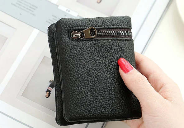 hot sell mini pu leather card holder pocket money woman wallet