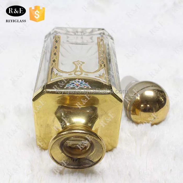 450ml gold decorative empty luxury arabian attar perfume oils with glass stopper