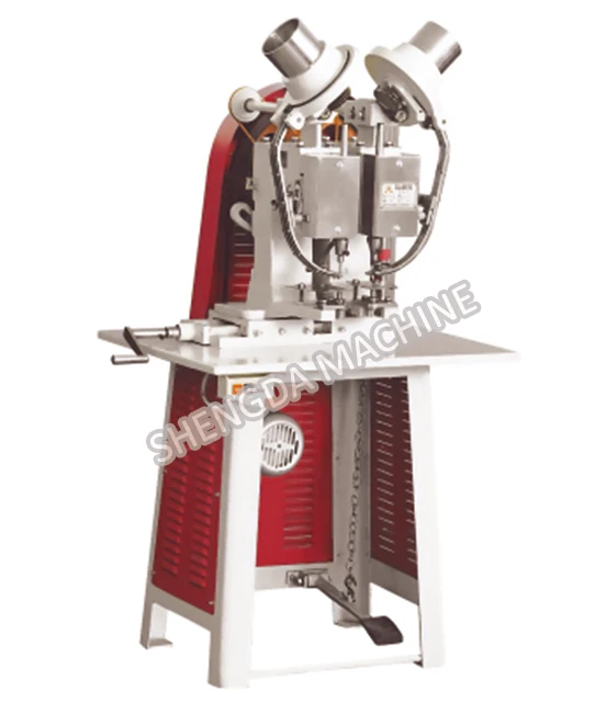 Full automatic pneumatic grommet eyelet buttonhole punching machine double head eyeleting shoes machine