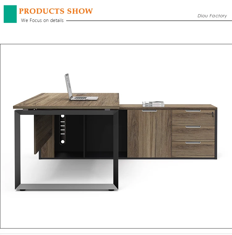 SJ-001 Trilateral Executive Office Desk with metal furniture leg office table