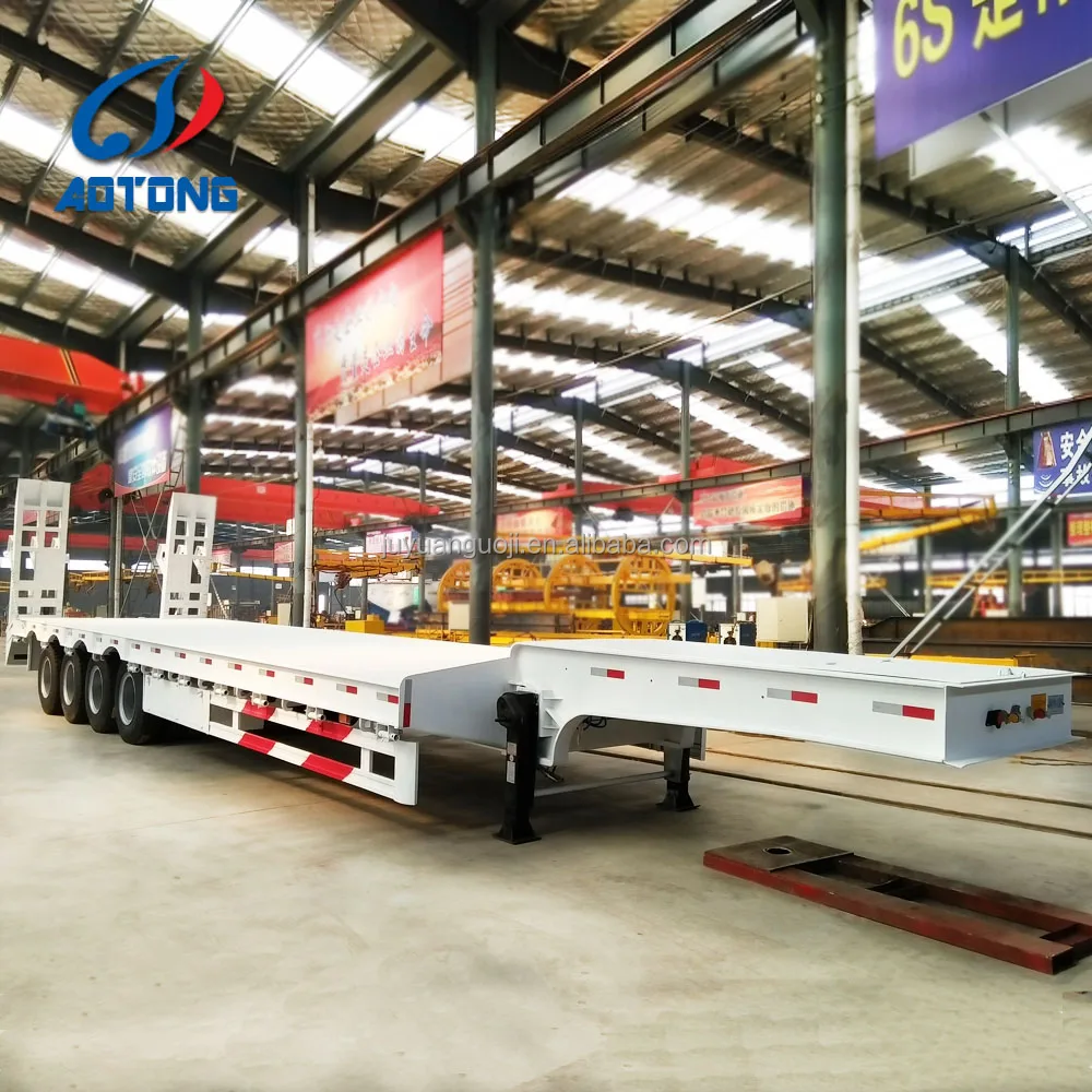 Heavy load multi axle 4 axle 60 tons draw bar hydraulic system kit parts low bed semi trailer lowboy low-bed-trailer for sale