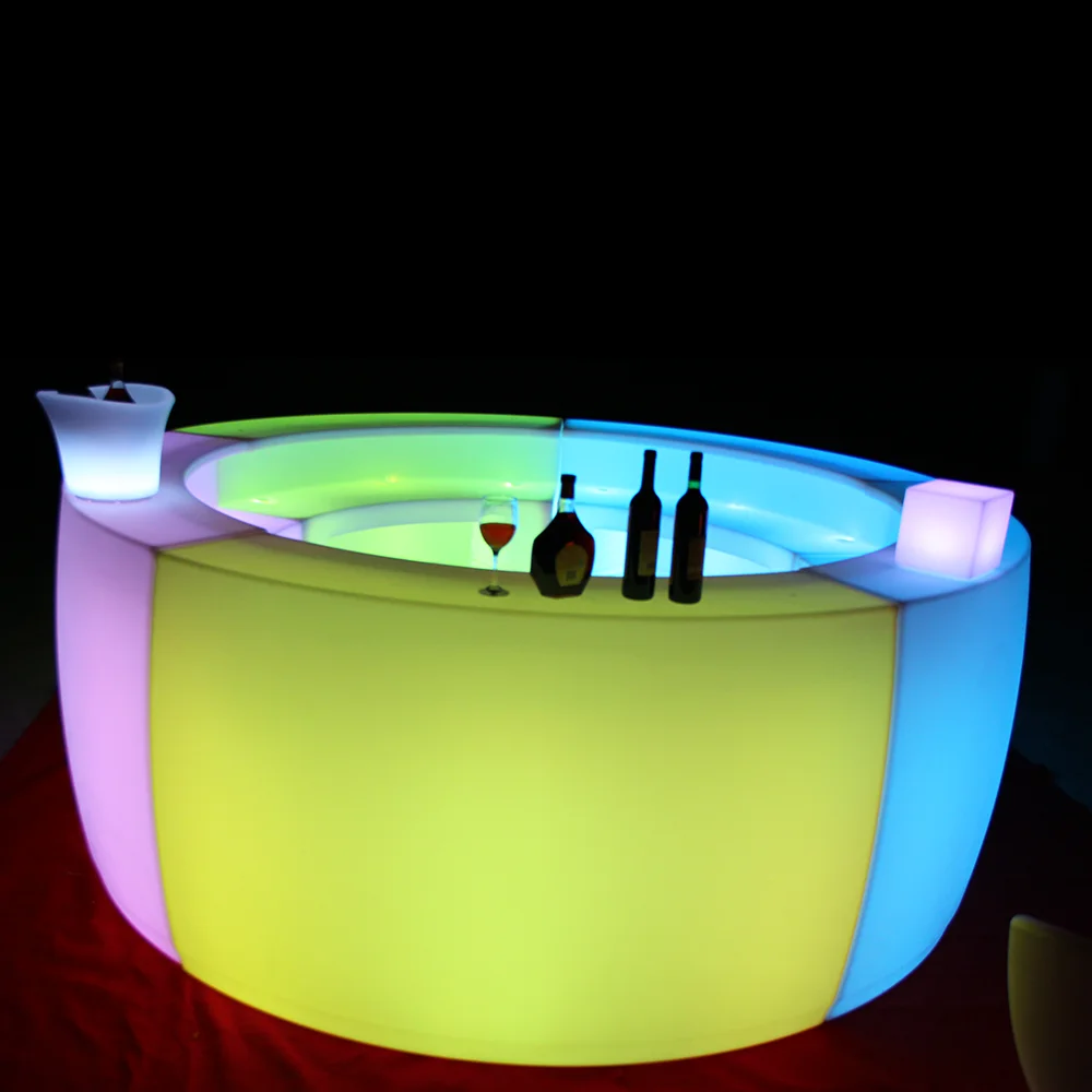 wireless portable rgb color lighting led mobile wine bar counter outdoor plastic cocktail bar furniture set for nightclub party