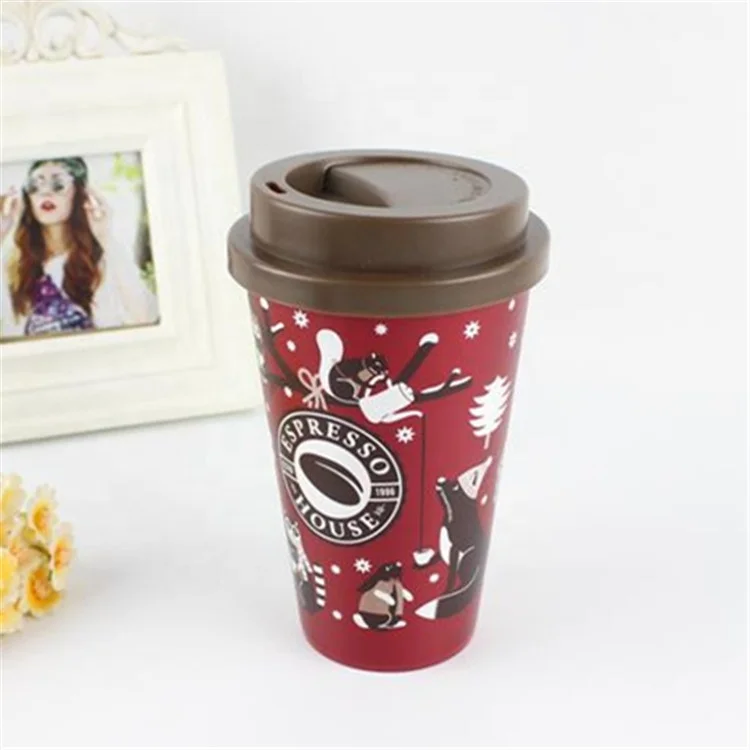 Plastic Coffee To Go Mugs  With Full Color Print All Over