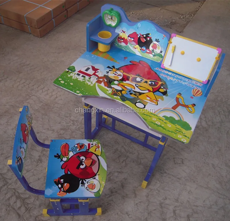 popular hot sale cartoon school furniture, children desk and chair , school desk and chair