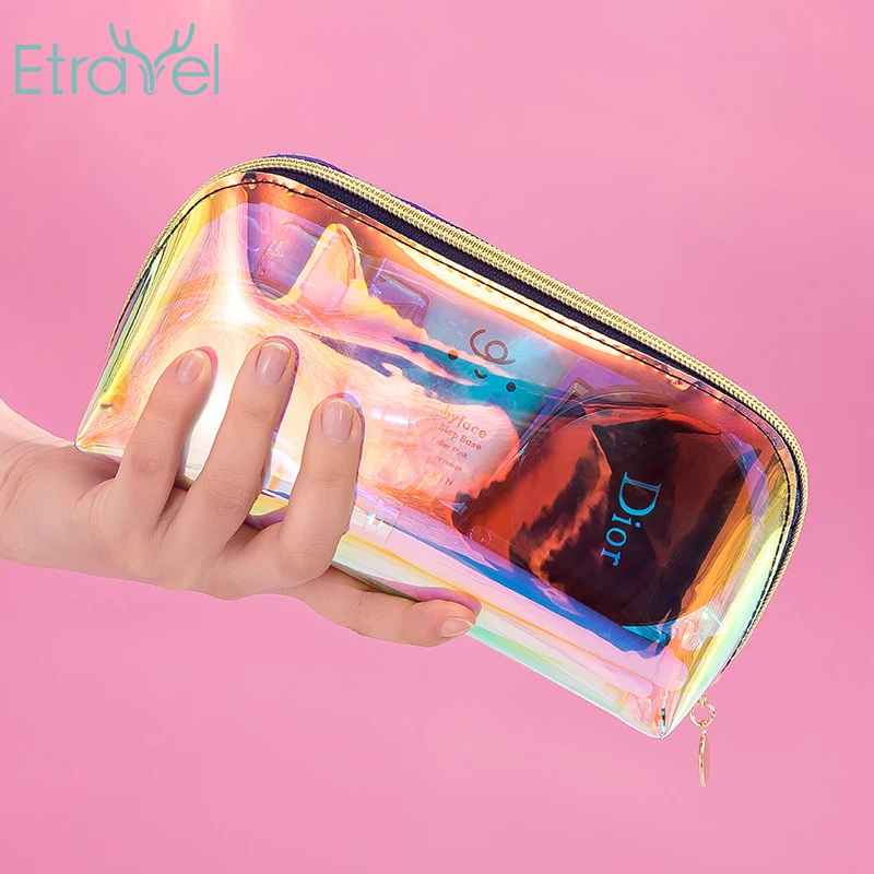 Fashion Lady Laser PVC Transparent Waterproof Toiletry Bag Portable Makeup Bag Cosmetic Pouch