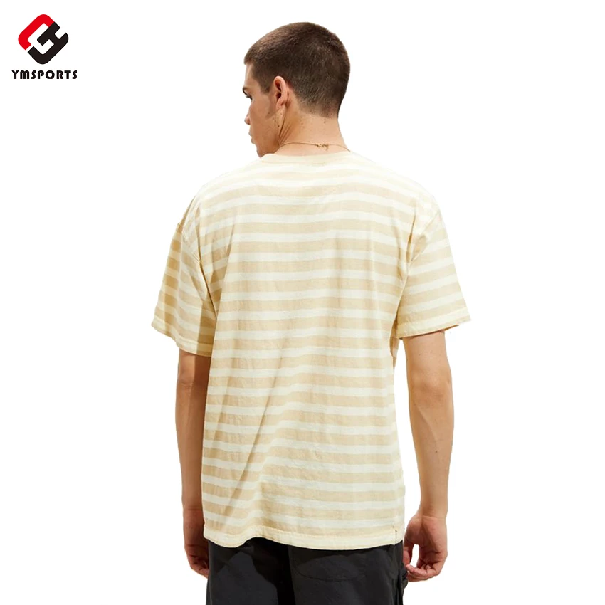 
Custom T Shirts Heavy Cotton Oversize Top Stripe Stitched Men Tee striped t shirt for men 