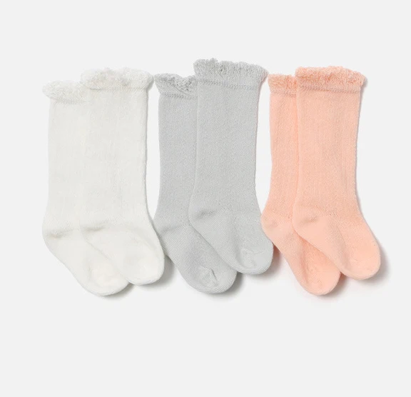 
100% cotton young girls baby knee high cartoon tube long girl socks 