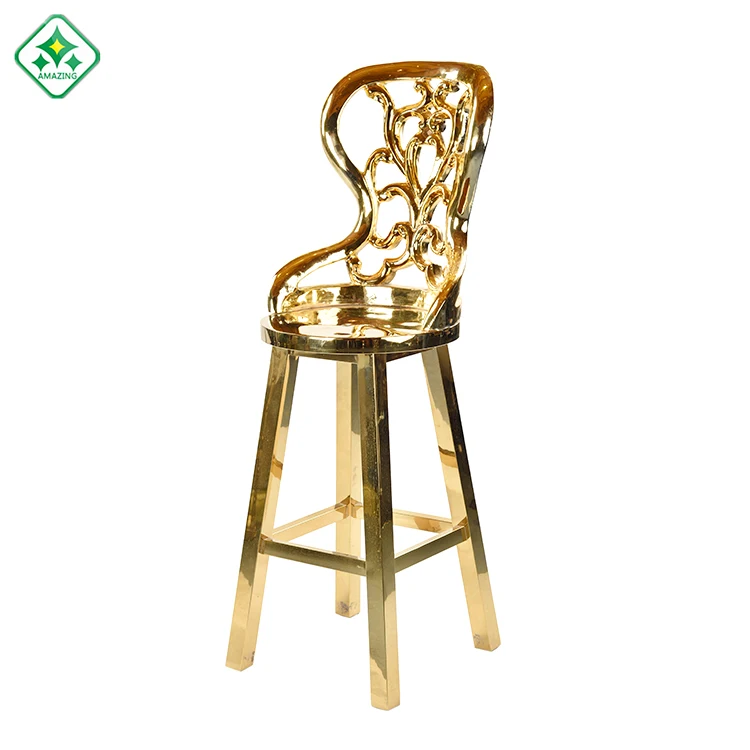 
Innovative design Hot sale modern gold stainless steel high bar stool four legs bar chair 