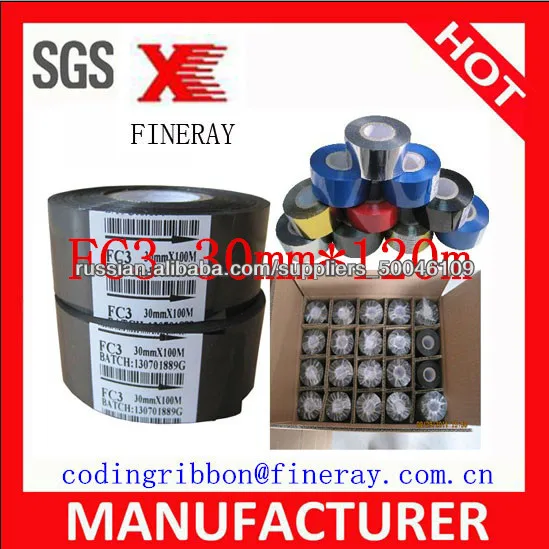 Черный FINERAY Тип бренд FC3 30mm * 122m черный Дата код штамп фольга лента / лента код фольга для номера партии кодирования