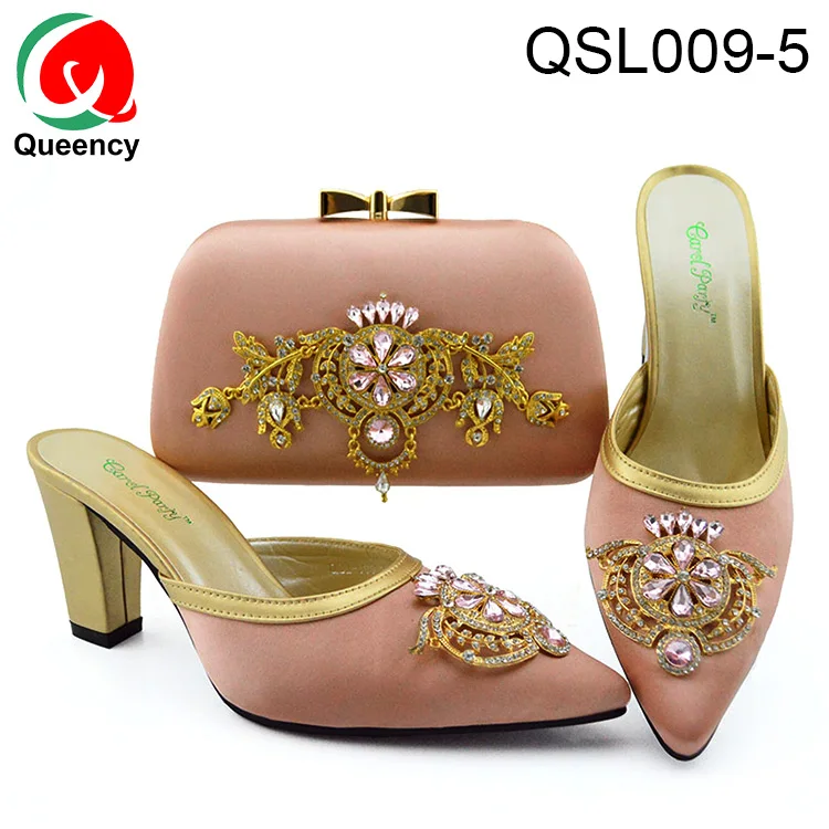 Queency African Shoes And Clutch Bag Set Evening Women for Nigeria Party