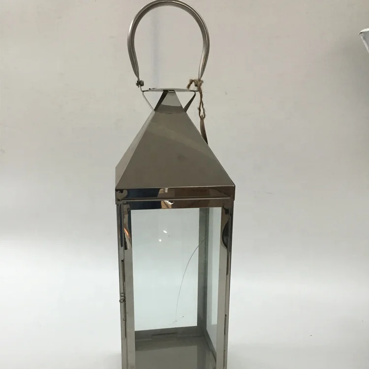 Big Standing Lantern Stainless Steel Glass Decorative Lantern Candle Holders Wedding Hotel Home Decor Outdoor Gold Lantern Set