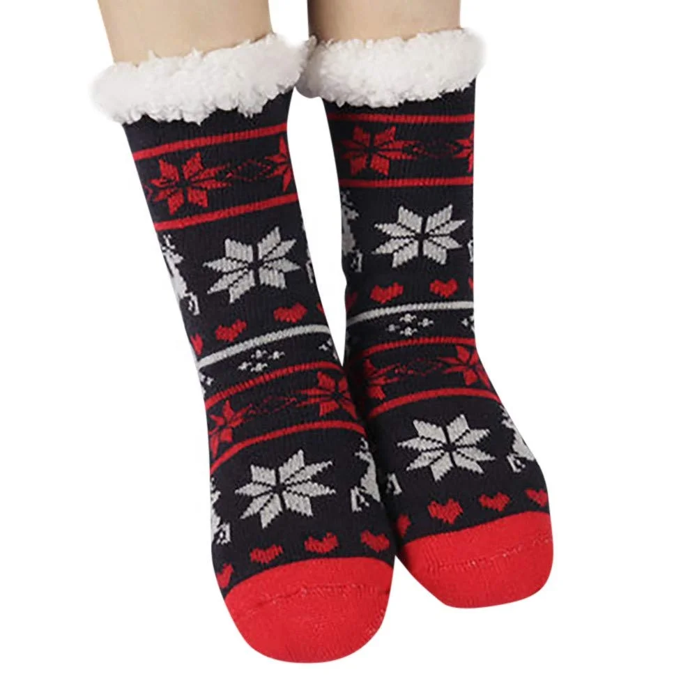 Женские зимние Рождественские теплые удобные шерпа уютные красочные пушистые тапочки Пушистые Носки