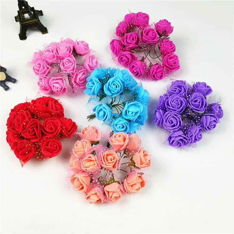144 pieces/Pack Artificial Roses Foam Flower Head For Wedding Decoration