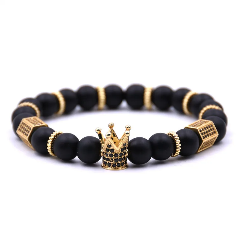 1808021010 crown natural stone bracelet copper accessories emperor stone bracelet volcanic stone elastic thread bracelet