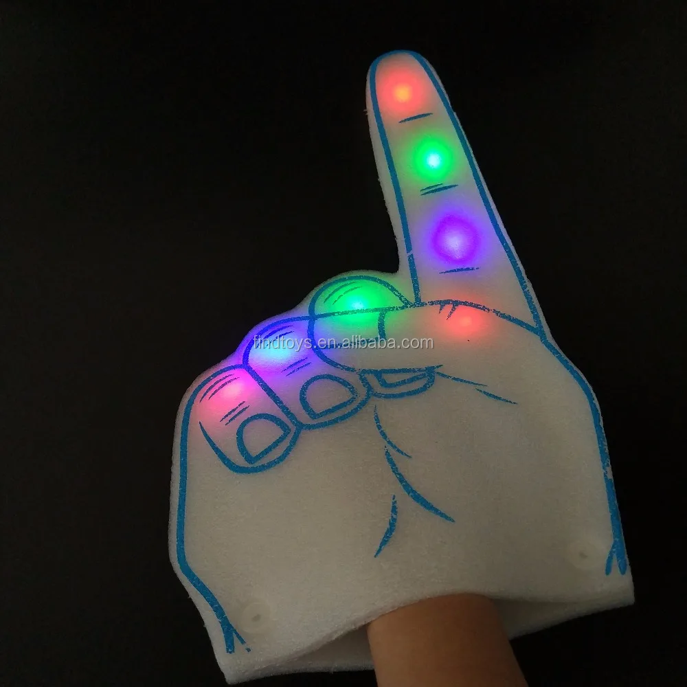 3 Functions Led Foam Fingers Lighting up Gestures Sponge Palm Sleeve for Carnival Supplies Wholesale