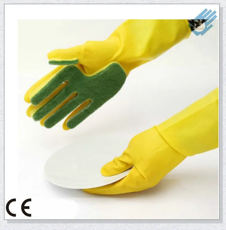Household cleaning sponge latex gloves  with customized head card packing