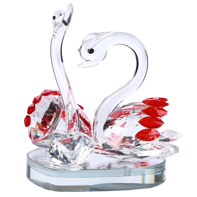 Beautiful Crystal Couple Swan Decoration for Wedding Anniversary Lovers Gift