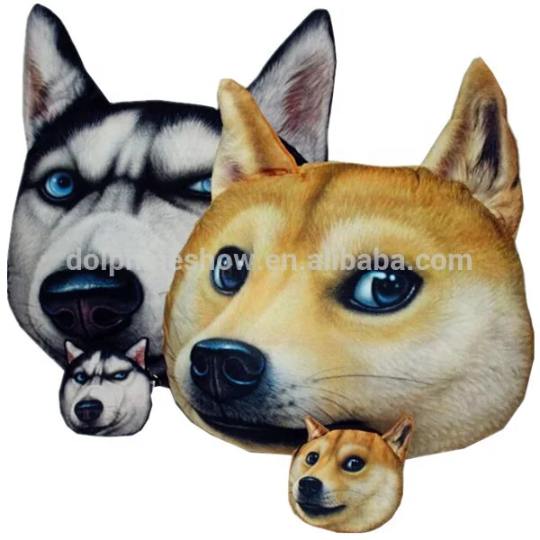 Оптовая продажа рекламная 3d декоративная подушка в форме животного модная забавная плюшевая мягкая для лица собаки