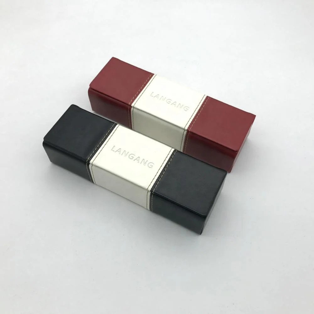 Cheap fashion folding leather magnetic optical case for glasses sunglasses