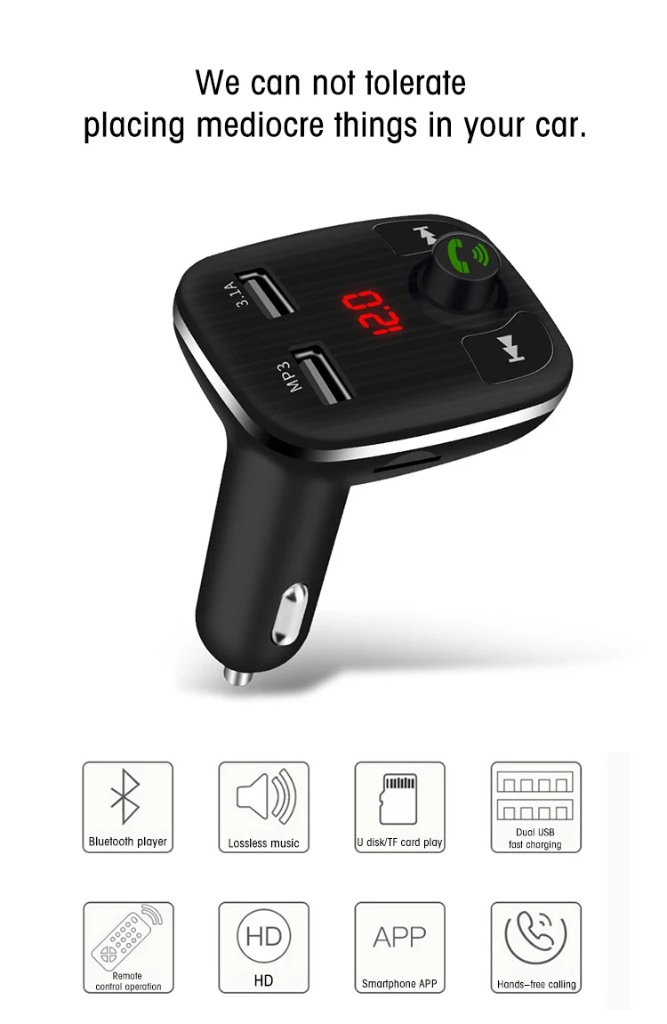 
For 8PIN New Arrival Bluetooth Handsfree Car Kit with LED Display, MP3 Player FM Transmitter 