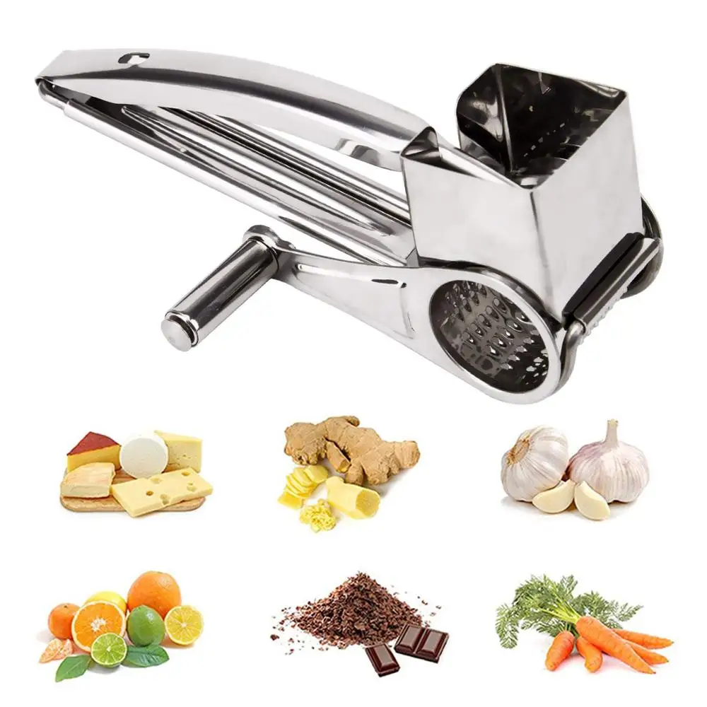 Hot Selling Stainless Steel Cheese Grater Rotary 4pcs Drums Interchanging Cheese Grater Cheese  Drums Slicer