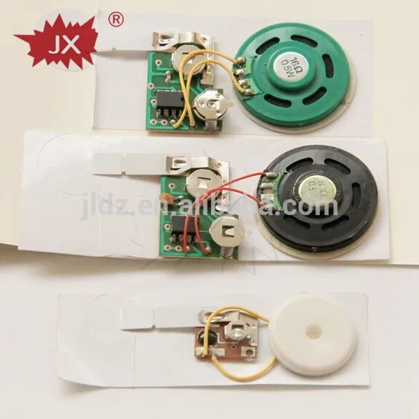 Electronic mini speaker music card mechanism recordable greeting card