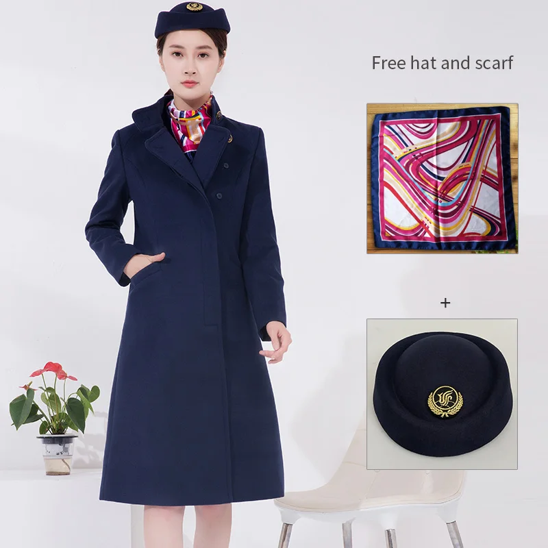 Flight attendant coat Airline stewardess Uniform,airline hostess uniform stewardess uniform long coat