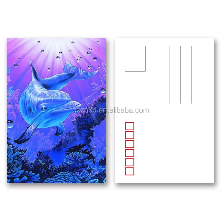 Dolphin Design 3D lenticular postcard printing PET/ PP Landscape