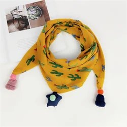 Fashion Lovely Children Designer Cotton Linen Print Scarves Scarf