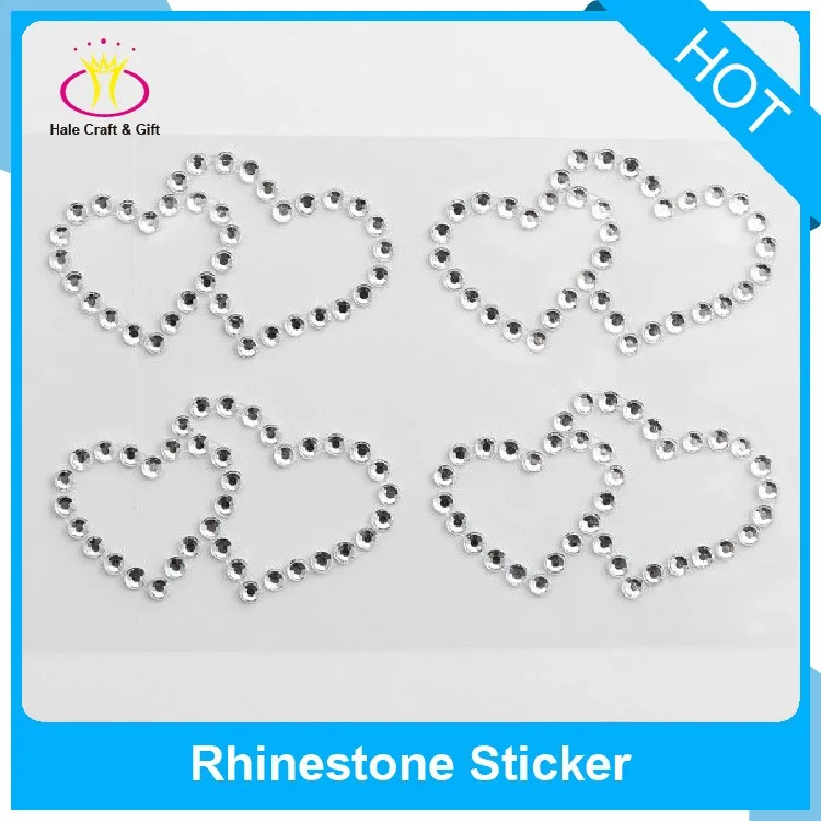 Rhinestone Diamante Embellishment Round Heart Gems Crystal Sticker
