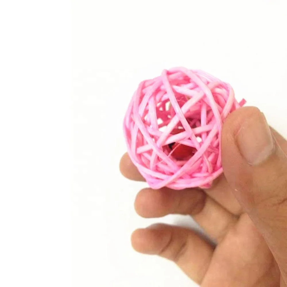 Kitten Puppy Pet Weave Rattan Bamboo Ball Toys Squeaking Interactive Scratch Catch Crazy Cat Toys Vary Colors  Random Color