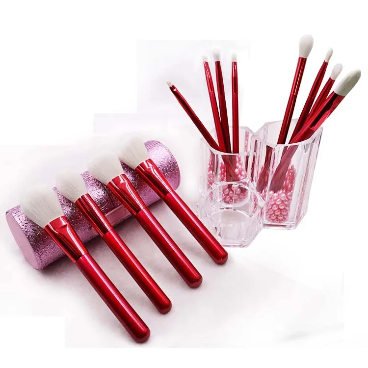 Custom Beauty OEM Red Color Cosmetics Makeup Brush Set Professional with Private Label