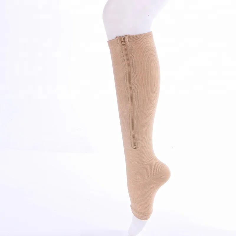 Женские модные однотонные компрессионные хлопковые носки на молнии поддержка ног на молнии сексуальный стиль с открытым носком женские Чулочно-носочные изделия