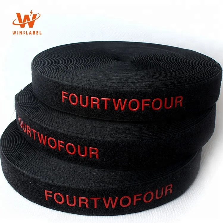 Customized Brand Name Soft Hook and Loop Back to Strap with 3D Raised Silicone Embossed Logo