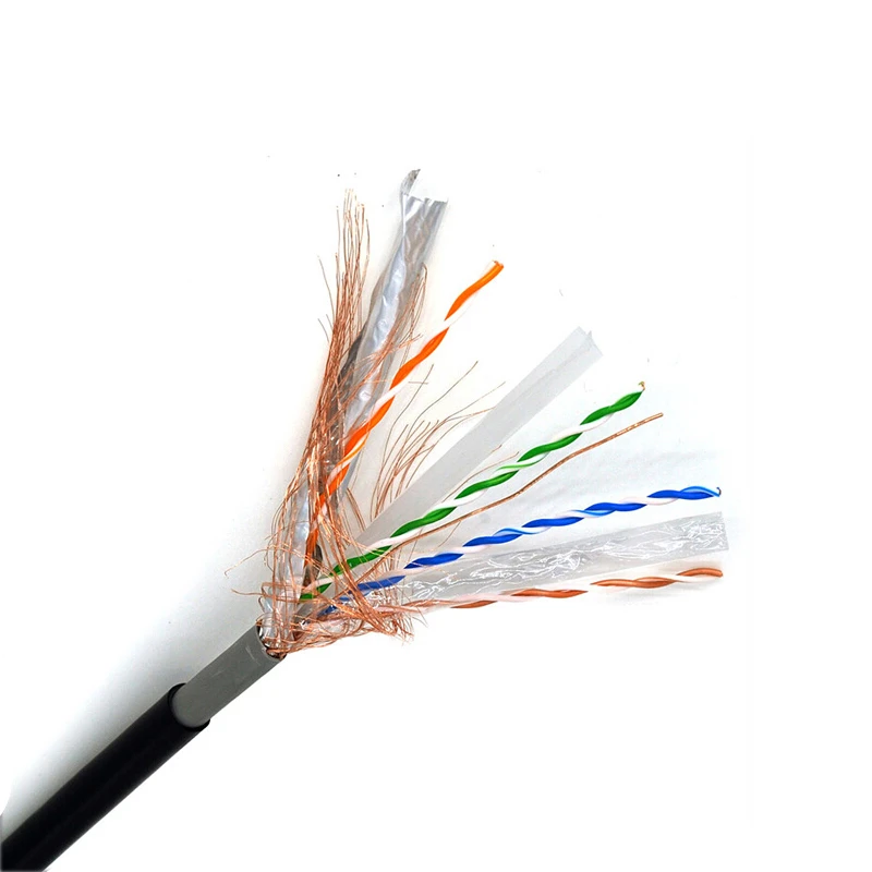 
outdoor ethernet cable cat6 cable 305m price 23AWG copper core With aluminum foil shield and metal braided mesh 