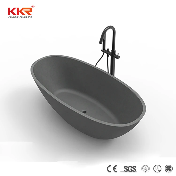 Hotel furniture resin bath 1400mm matt black surface acrylic freestanding bathtub