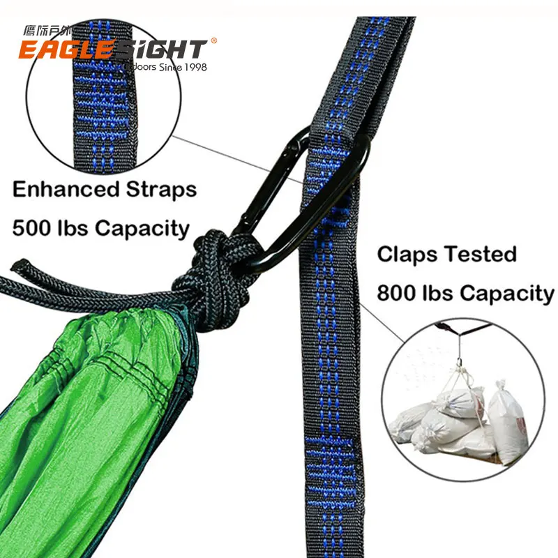 Premium Quality Outdoor Parachute Nylon Hammock Customizable Light Weight Heavy Duty Hammocks Outdoor Camping