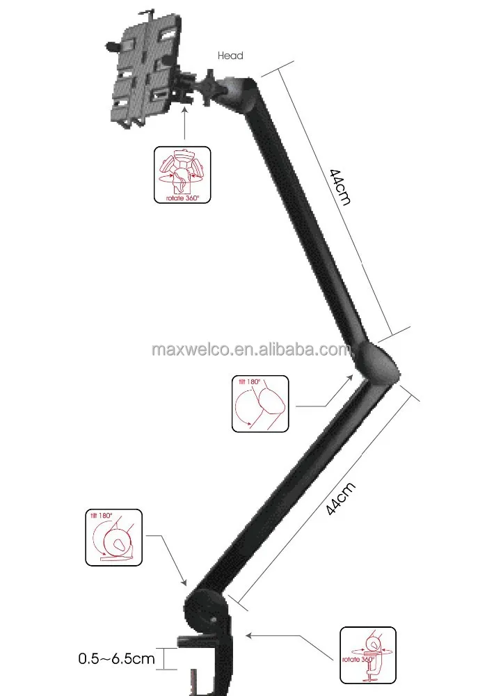 Table Industrial Tablet Stand, Table Swing Holder, Swivel Table Tablet Mount