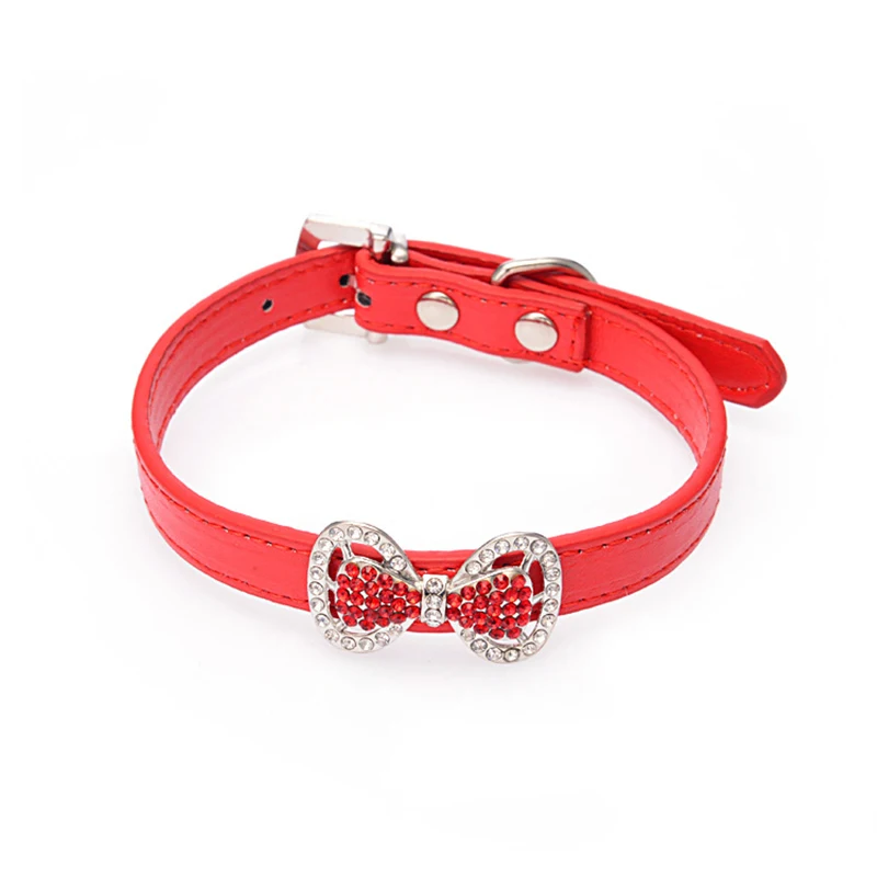 PU pet collar  diamond metal butterfly dog collar pet supplies wholesale dog chain