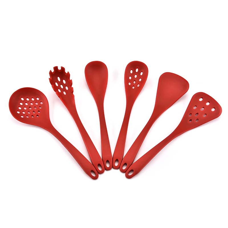 6 pieces red kitchen utensil set silicone material kitchenware cooking tools kitchen utensils