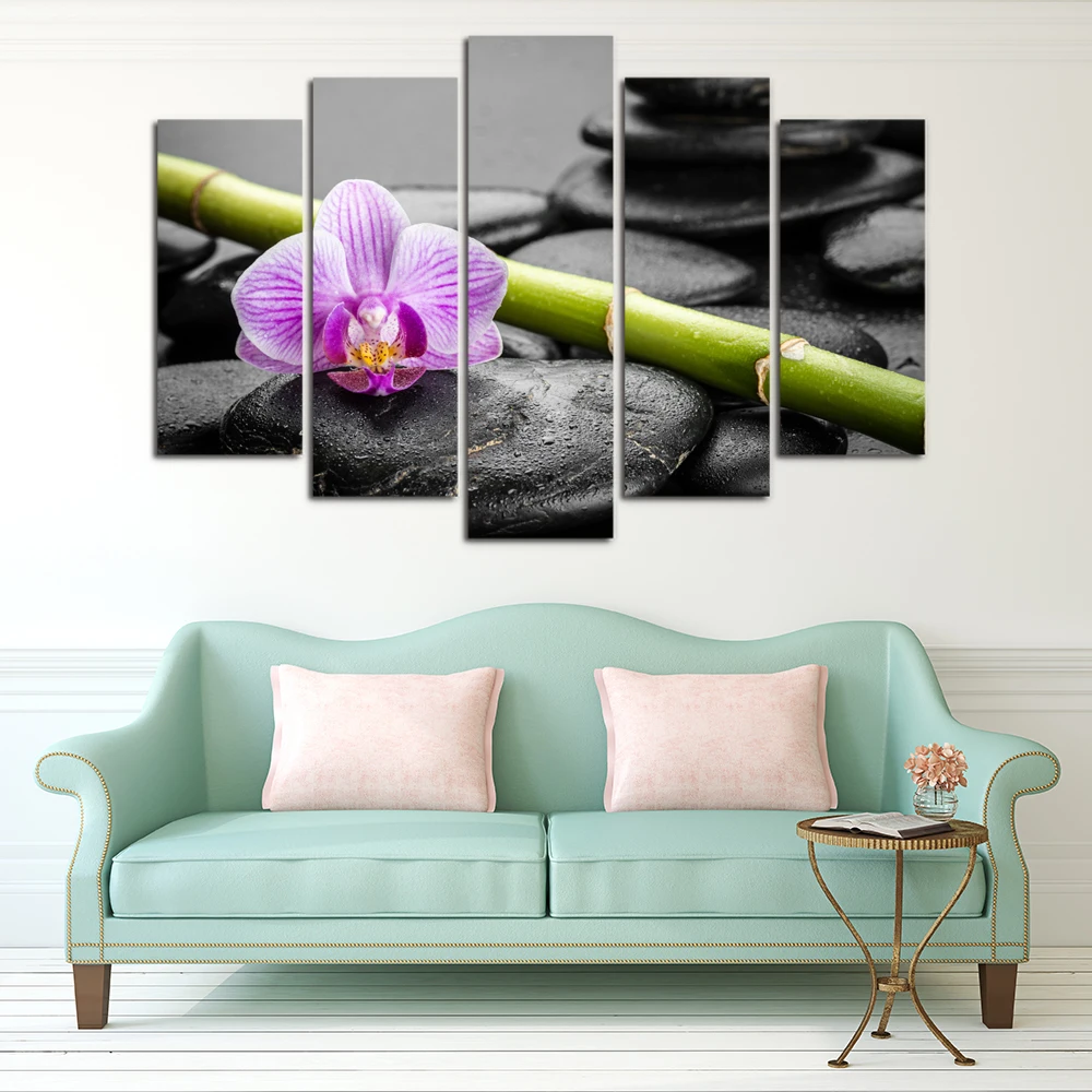 
5 pieces modern digital wall printing decor canvas orchid wall art flowers murals painting art for home decorative dropship 