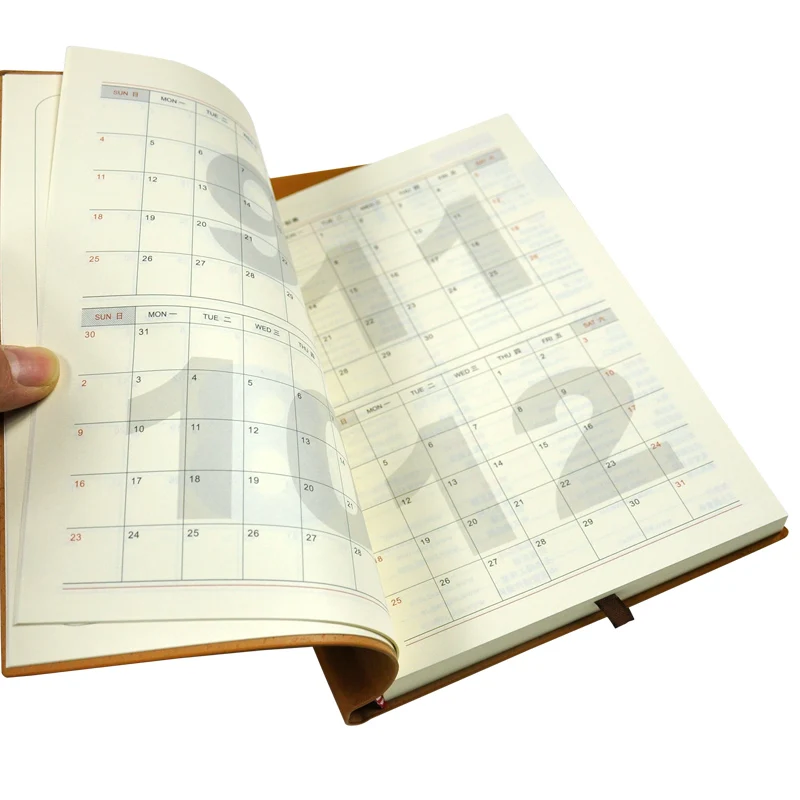 Direct printing factory competitive price journal book  easy carry planner grain soft PU Leather notebook printing