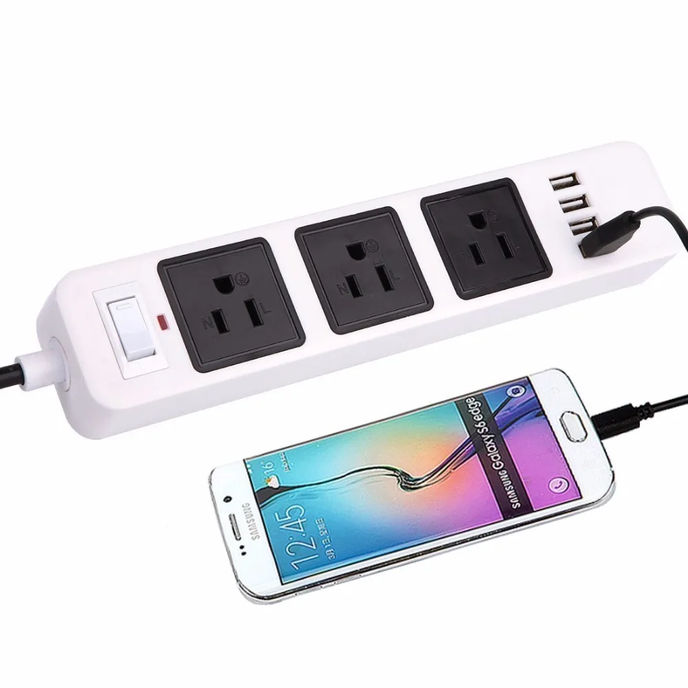 
Power Strip 3-Outlet Surge Protector with 4-USB Charging Station Smart Power Socket with 6.5ft Extension Cord 