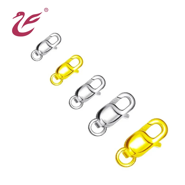 2021 Fashion jewelry findings sterling silver custom size adjustable lobster clasp for pearl necklace foldover clasp