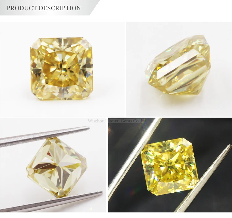Tianyu Gems Wholesale Top Quality Genuine Fancy Vivid Yellow Moissanite Diamond Price Per Carat