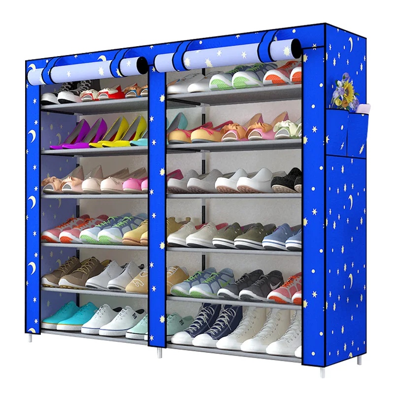 
Modern simplicity European style pastoral style large capacity DIY free assembly double row shoe rack 