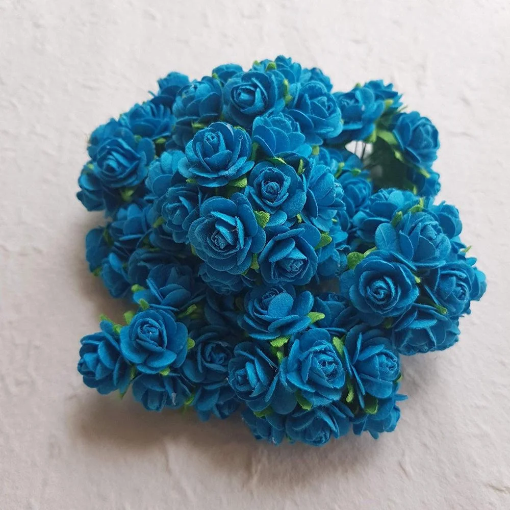 Top 100 pcs Handmade Mulberry Paper Rose Buds Flower Set Decoration 1.5 cm Craft Scrapbooking