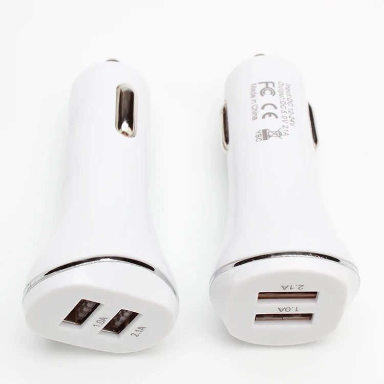 New style 2 port small golden edge wireless usb smart IC protection car charger for mobile phone device